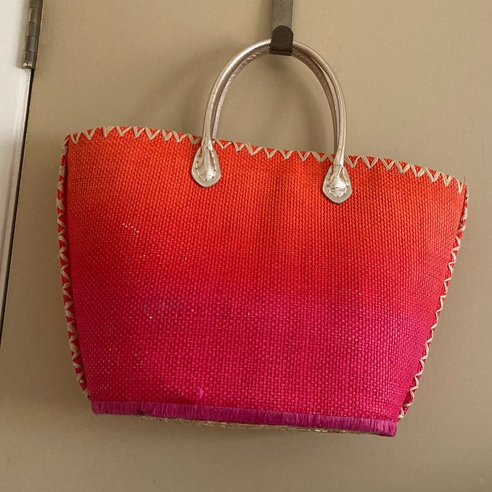 Victoria's Secret Red Straw Beach Bag